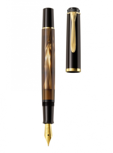 Set Pelikan Stilou Classic M200 Brown Marmorat + Etui Piele Brown Pt 2 Instrumente [3]