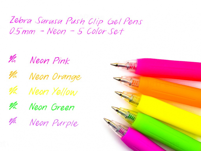 Pix cu gel Sarasa Neon 5 culori/set Zebra [2]