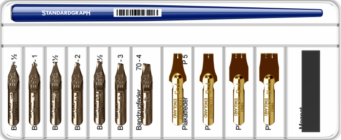 Set 1 toc port-penita, 1 magnet si selectie de 11 penite pentru grafica/ desen si caligrafie italic [3]