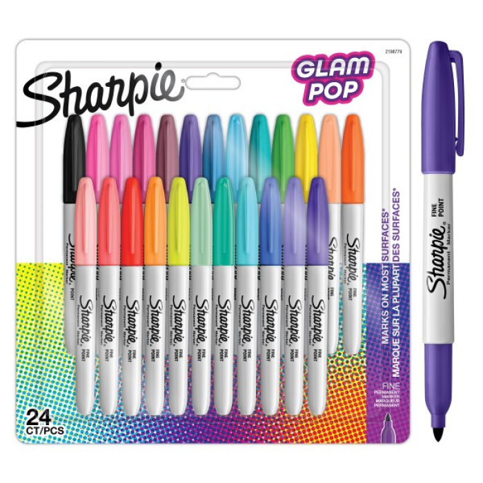 Set 24 Markere Permanente Bullet Sharpie Fine Point Glam Pop Assorted Colors / Mix Color [1]