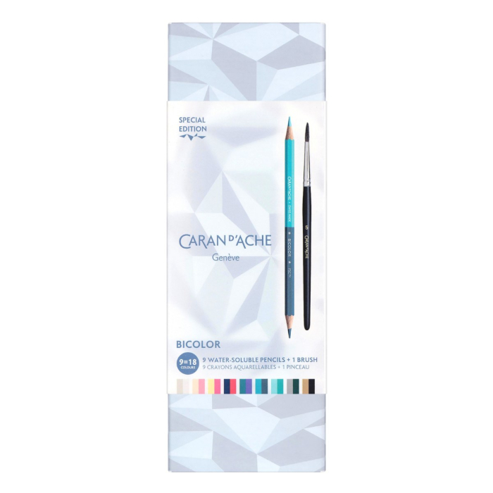 Set 9 Creioane Bicolore Acuarelabile + Pensula SE Xmas25 Alpine Frost, Caran d'Ache [7]
