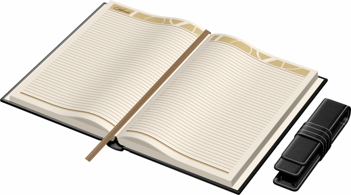 Set Agenda Piele B5 + Pouch Pen Black, Princ Leather [4]