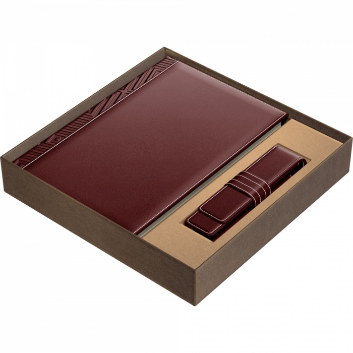 Set Agenda Piele B5 + Pouch Pen Bordeaux, Princ Leather [2]