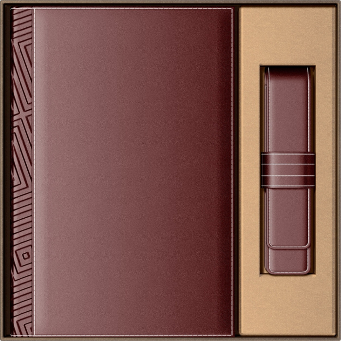 Set Agenda Piele B5 + Pouch Pen Bordeaux, Princ Leather [8]