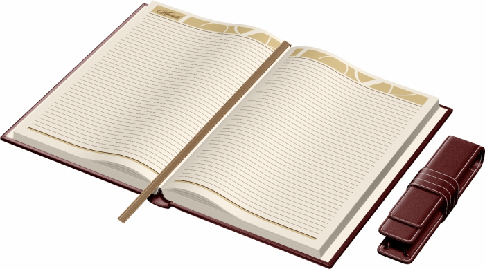 Set Agenda Piele B5 + Pouch Pen Bordeaux, Princ Leather [9]