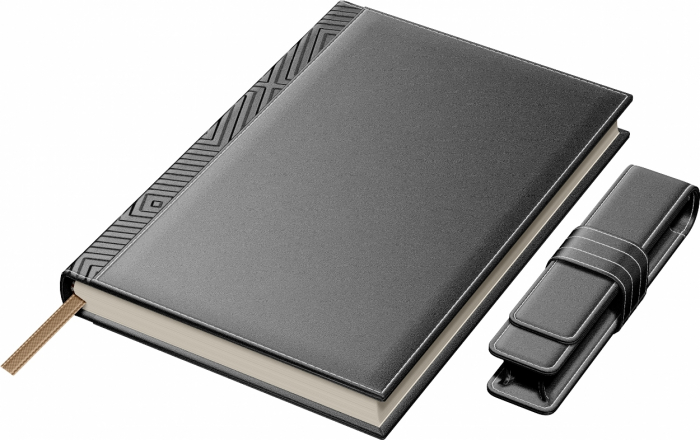 Set Agenda Piele B5 + Pouch Pen Grey, Princ Leather  [2]