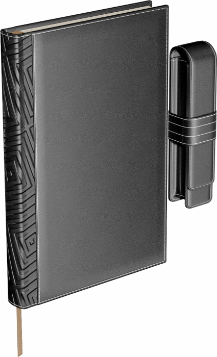 Set Agenda Piele B5 + Pouch Pen Grey, Princ Leather  [5]