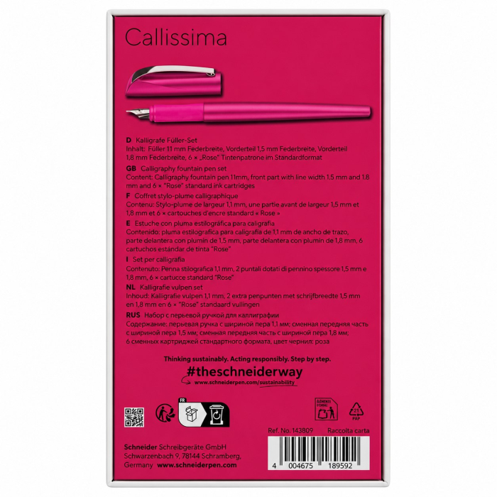 Set Cadou Stilou Caligrafie Callissima Pink, Schneider [4]