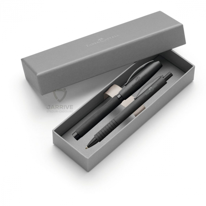 Set Cadou Stilou + Pix Essentio Aluminium Black, Faber-Castell [2]