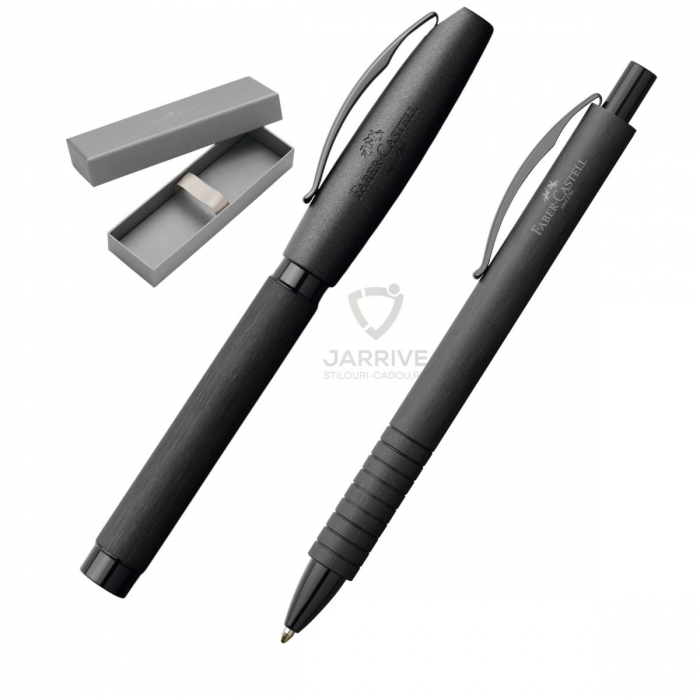 Set Cadou Stilou + Pix Essentio Aluminium Black, Faber-Castell [1]