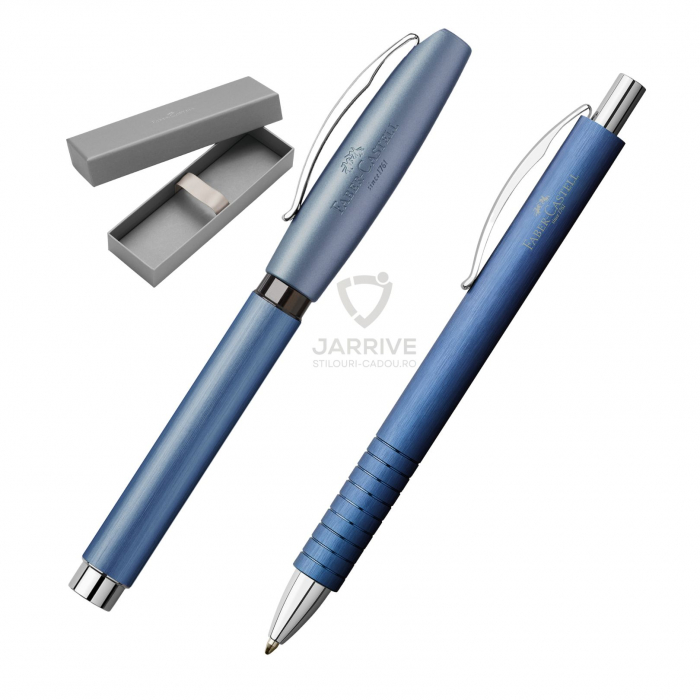 Set Cadou Stilou + Pix Essentio Aluminium Blue, Faber-Castell [1]