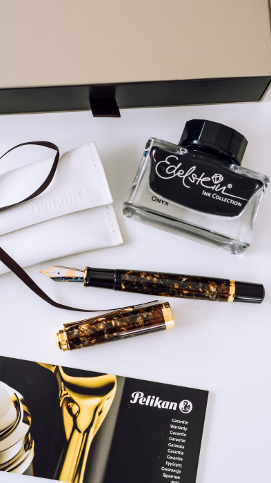 Set Pelikan M1000 Renaissance Brown + Calimara cerneala Edelstein Onyx 50ML [3]