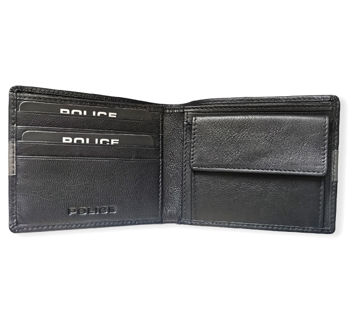 Set port-feuille Elvin black-grey+ breloc lung+ card-holder, Police [4]