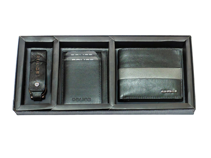 Set port-feuille Elvin black-grey+ breloc lung+ card-holder, Police [3]