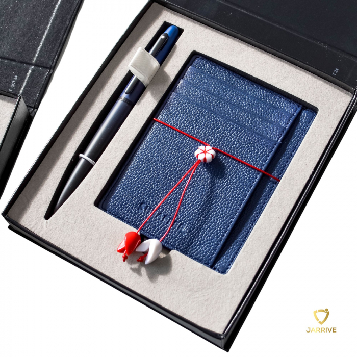 Set Sheaffer Stilou VFM Matte Blue + Port Card Piele Asortat [2]