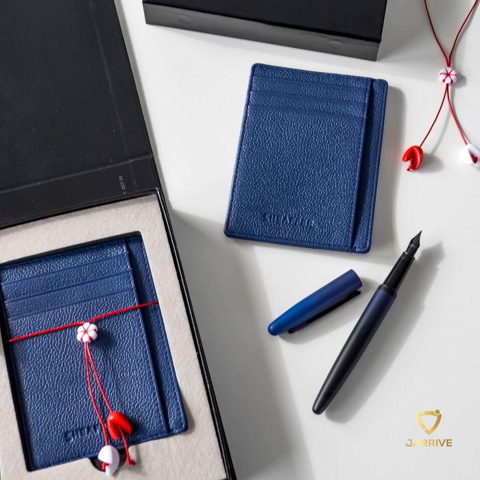 Set Sheaffer Stilou VFM Matte Blue + Port Card Piele Asortat [8]