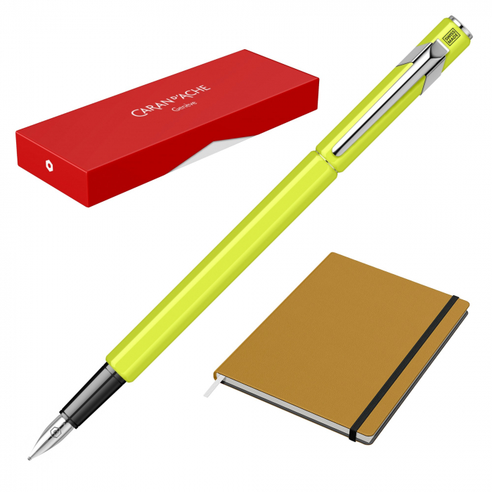 Set Stilou Caran D'Ache 849 Yellow + Notes Velvet A5 Yellow [3]
