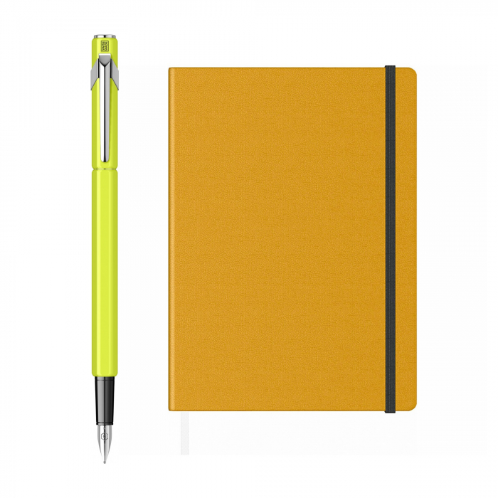 Set Stilou Caran D'Ache 849 Yellow + Notes Velvet A5 Yellow [2]