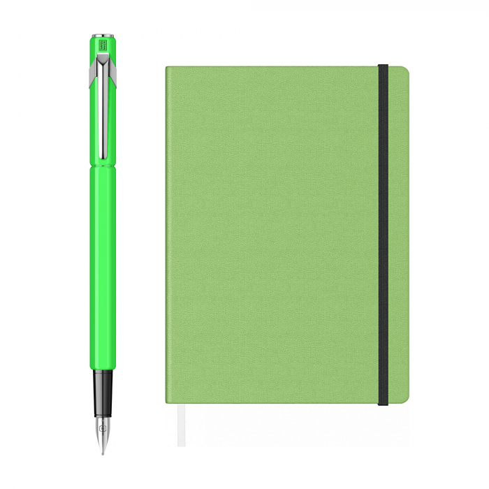 Set Stilou Caran D'Ache 849 Green + Notes Velvet A5 Green [2]