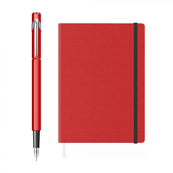 Set Stilou Caran D'Ache 849 Red + Notes Velvet A5 Red [6]