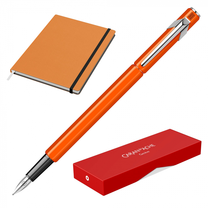 Set Stilou Caran D'Ache 849 Orange + Notes Velvet A5 Orange [1]