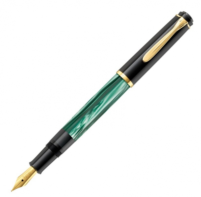  Set Stilou Classic M200 Verde Marmorat + Calimara 4001 Royal Blue 30 ml Pelikan [4]