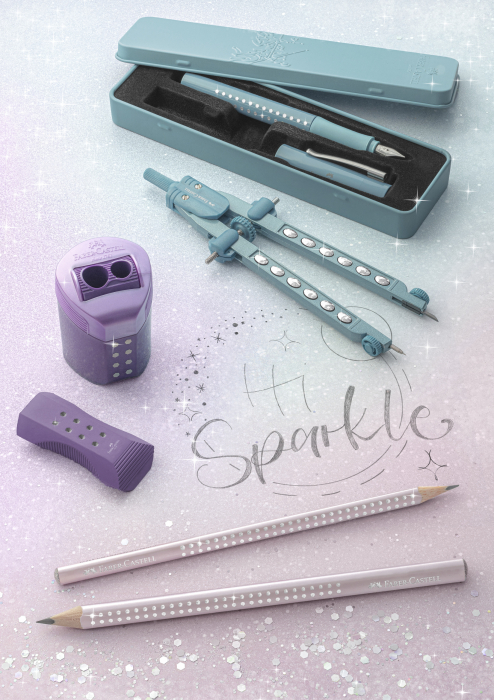 Set Cadou Stilou Grip Sparkle Turcoaz Ocean Metalic, Faber-Castell [2]