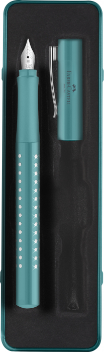 Set Cadou Stilou Grip Sparkle Turcoaz Ocean Metalic, Faber-Castell [4]