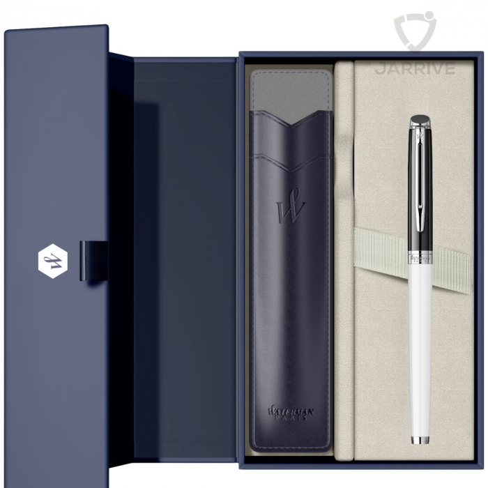 Set Stilou Hemisphere Colour Blocking Black & White PDT in cutie cu etui, Waterman [1]