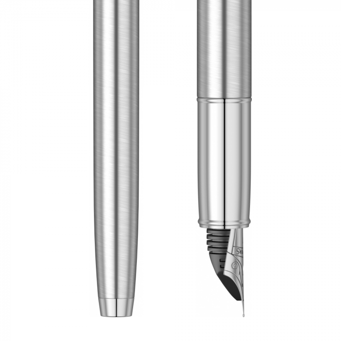 Set Stilou Sheaffer 100 Brushed Chrome + Cutie cu Suport Card din Piele [4]