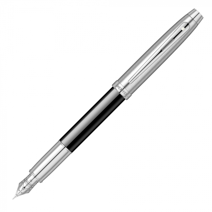 Set Stilou Sheaffer 100 Glossy Black & Brushed Chrome + Cutie cu Suport Card din Piele [2]