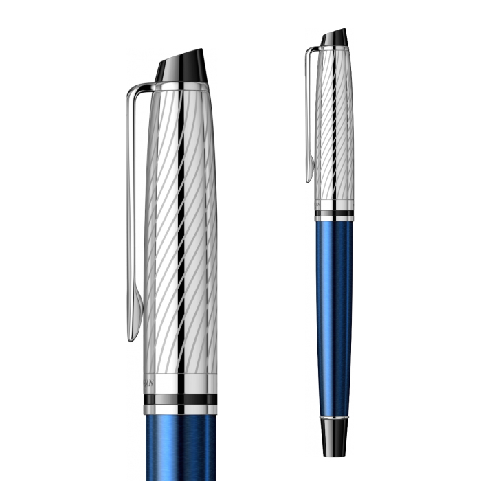 Set Stilou Waterman Expert DeLuxe Metallic Blue + Călimară Cerneală + Convertor [4]