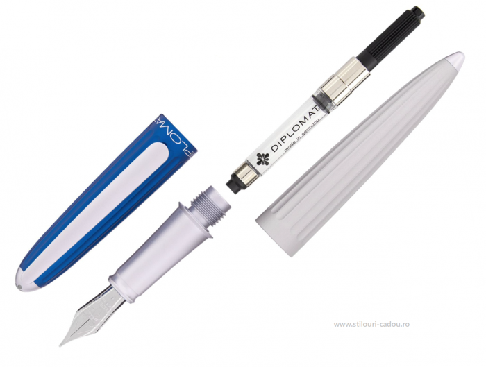 Stilou Aero, Blue Silver, 14k Diplomat (Editie Limitata) [4]