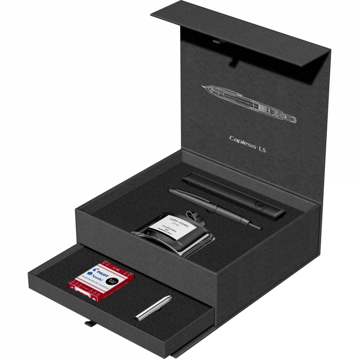 Set Stilou Capless LS Matte Black BT 18k in Cutie Cadou cu Cerneala 50 ml Take-Sumi, Pilot [6]
