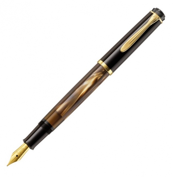 Set Pelikan Stilou Classic M200 Brown Marmorat + Etui Piele Brown Pt 2 Instrumente [5]