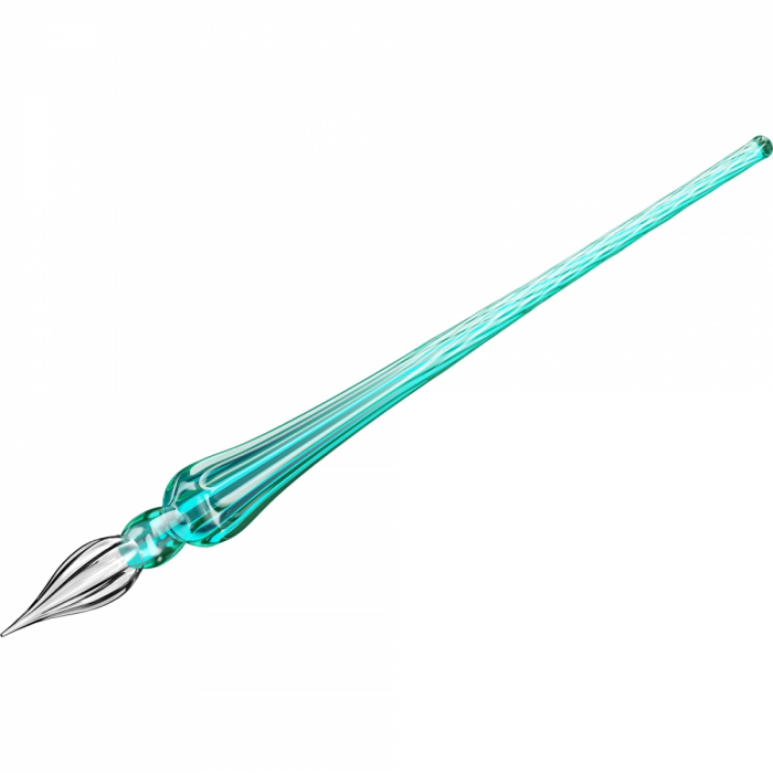 Toc Caligrafic de Sticla 18 cm Round Glass Pen Turquoise, Jacques Herbin [3]
