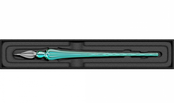 Toc Caligrafic de Sticla 18 cm Round Glass Pen Turquoise, Jacques Herbin [2]