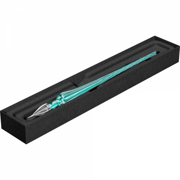 Toc Caligrafic de Sticla 18 cm Round Glass Pen Turquoise, Jacques Herbin [4]