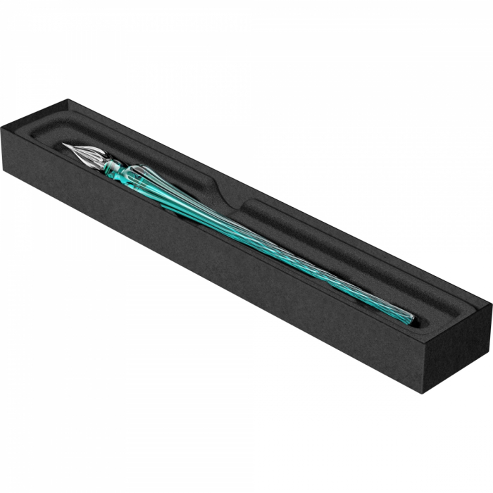 Toc Caligrafic de Sticla 18 cm Round Glass Pen Turquoise, Jacques Herbin [5]