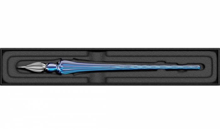 Toc Caligrafic de Sticla 18 cm Round Glass Pen Navy Blue, Jacques Herbin [2]