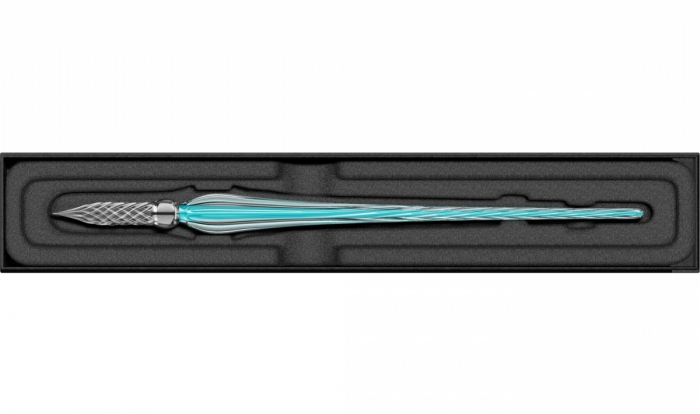 Toc Caligrafic de Sticla 18 cm Twisted Glass Pen Blue Azur, Jacques Herbin [5]