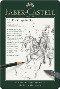 Creioane Grafit Desen - SET PITT MONOCHROME GRAFIT 11 BUC FABER-CASTELL