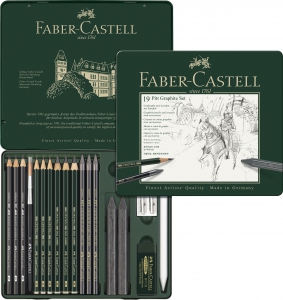 Creioane Grafit Desen - SET PITT MONOCHROME GRAFIT 19 BUC FABER-CASTELL