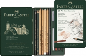 Creioane Grafit Desen - SET PITT MONOCHROME 12 BUC NOU FABER-CASTELL