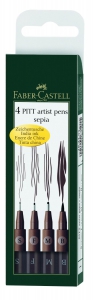 Pitt - PITT ARTIST PEN SET 4 BUC SEPIA FABER-CASTELL