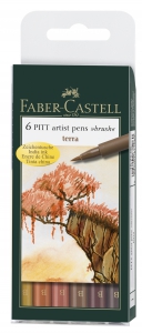 Pitt - PITT ARTIST PEN SET 6 BUC NUANTE PAMANTII FABER-CASTELL