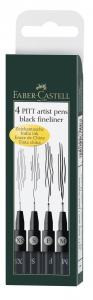 Pitt - PITT ARTIST PEN SET 4 BUC BLACK FINELINER (XS,S,F,M) FABER-CASTELL