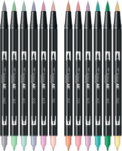 Set 12 Colours Pastel ABT Dual Brush Pens Tombow [2]