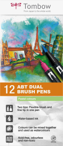 Markere Pensula - Set 12 Colours Pastel ABT Dual Brush Pens Tombow