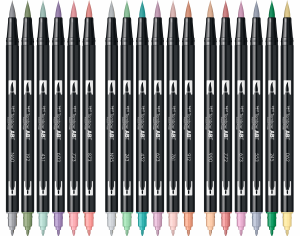 ABT Dual Brush Pen Set 18 Colours Pastel Colours Tombow [3]